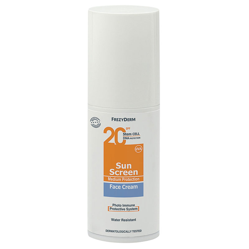 Frezyderm  Sunscreen Face spf 20 50ml Αντιηλιακή κρέμα προσώπου, ανθεκτική στο νερό Healthspot Overespa