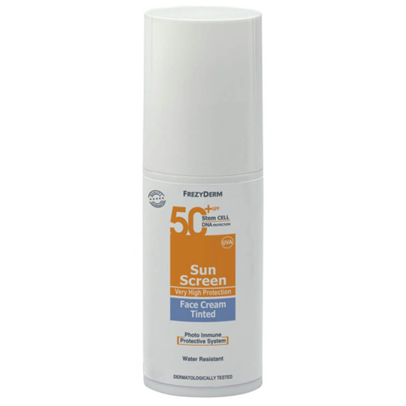 frezyderm Sunscreen Tinted Face Επικαλυπτική, αντηλιακή κρέμα προσώπου Spf50 50ml  Healthspot Overespa