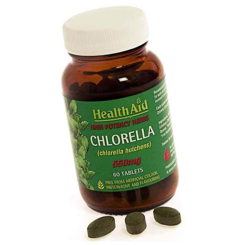 Health aid Chlorella 550mg, 60tabs Ταμπλέτες για υγεία του πεπτικού συστήματος Healthspot Overespa