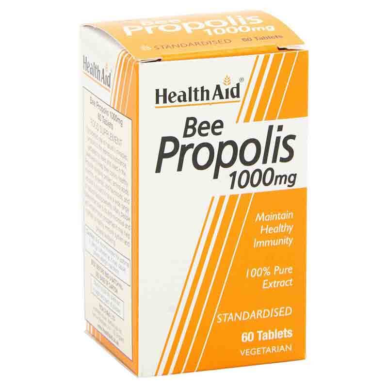 Health Aid Bee Propolis 1000mg, 60 tabs Συμπληρώματα διατροφής με αντιμικροβιακές ιδιότητες Healthspot Overespa