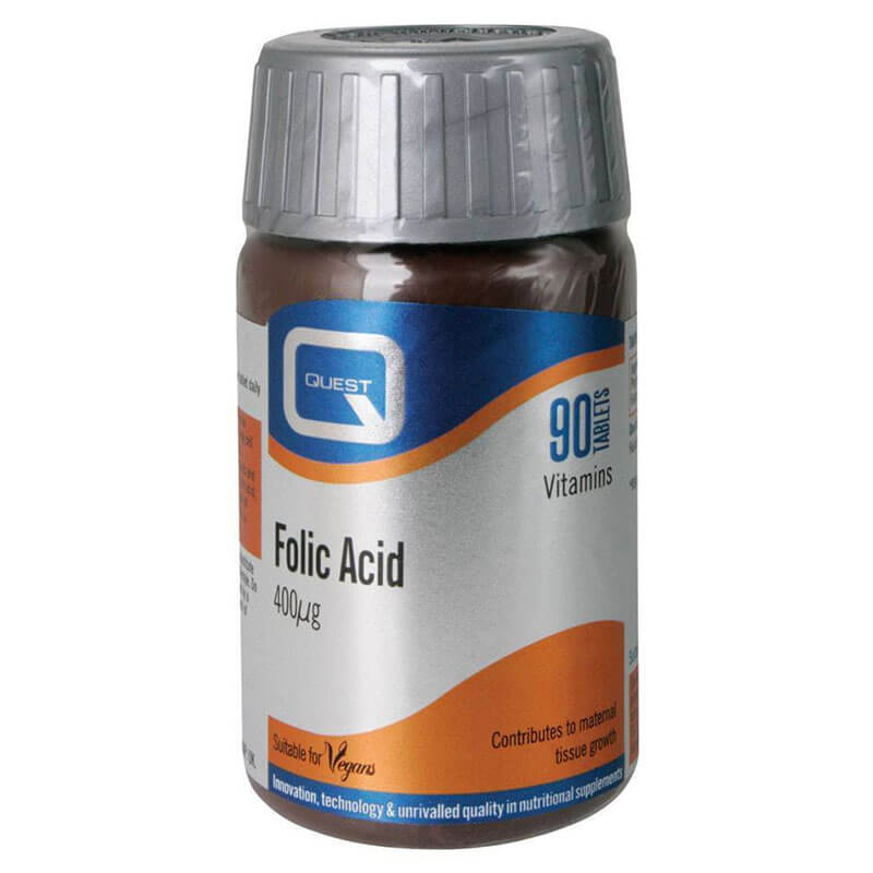 Quest Folic Acid 90 caps Μειώνει τον κίνδυνο επιπλοκών στη γέννηση -healthspot overespa