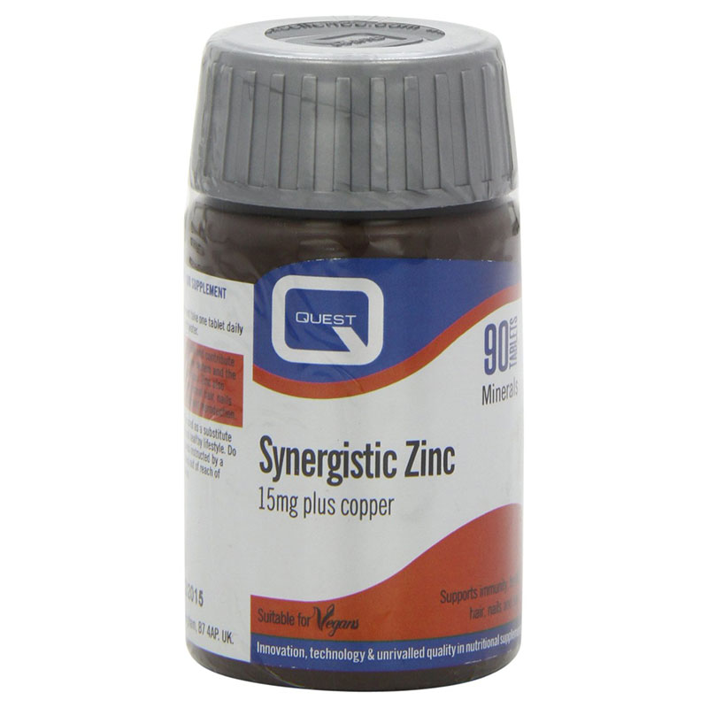 Quest Synergistic zinc 15mg with copper 90caps Παρέχει στον οργανισμό ψευδάργυρο και χαλκό που αυξάνει τη απορρόφησή του -healthspot overespa